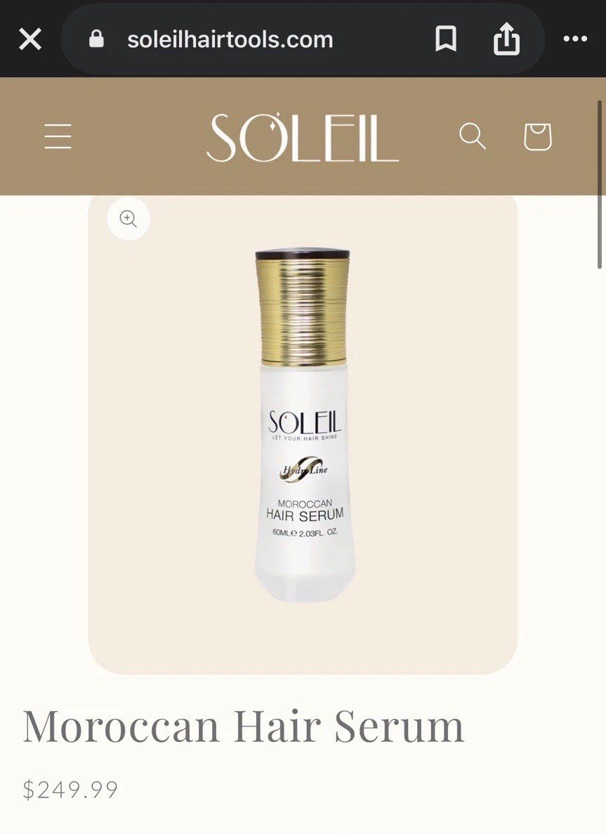 New SOLEIL HydroLine Moroccan Hair Serum 60ml 2.03oz all hair types paraben free