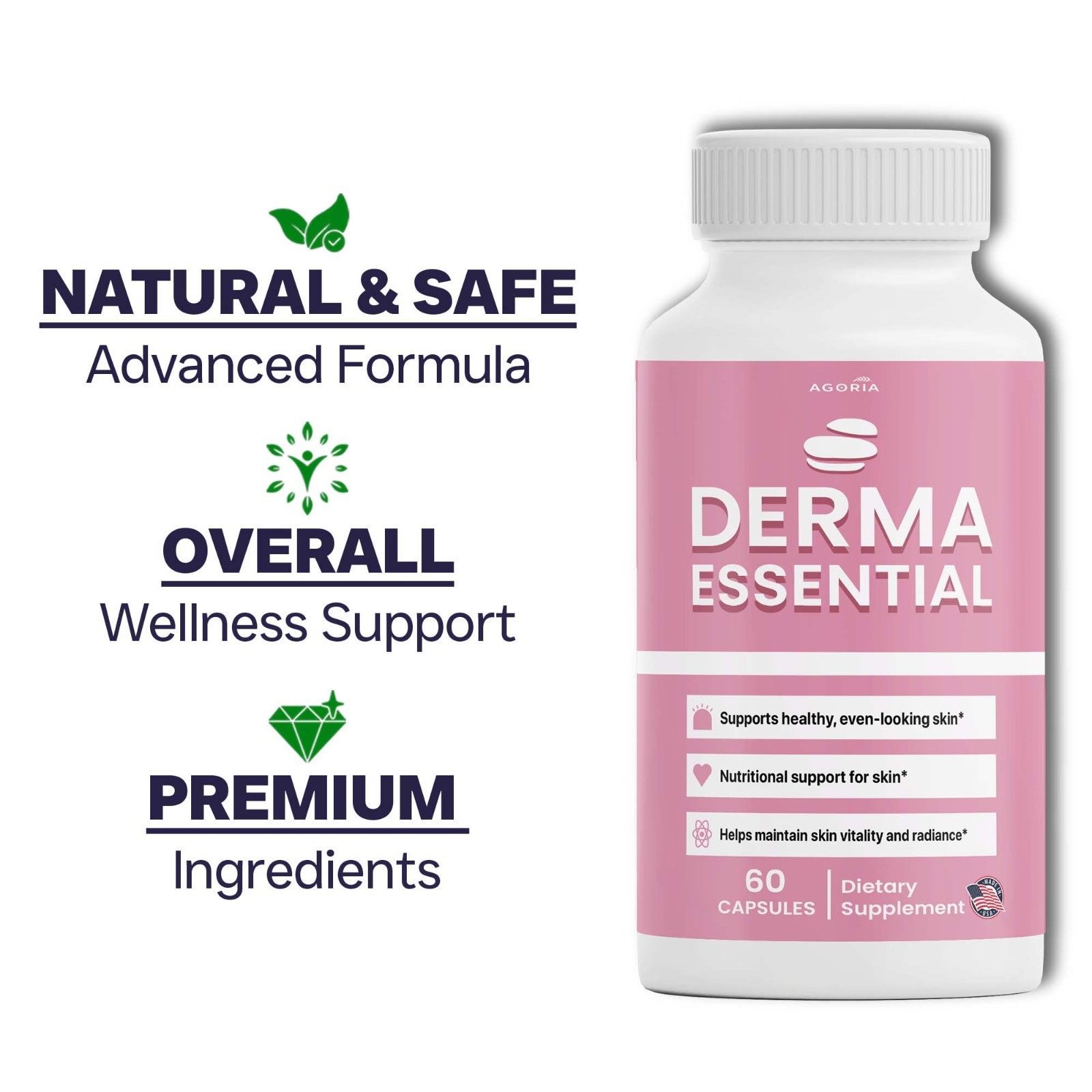 ( 4 Pack ) Derma Essential Capsules Premium Derma Essential for Skin Clarity