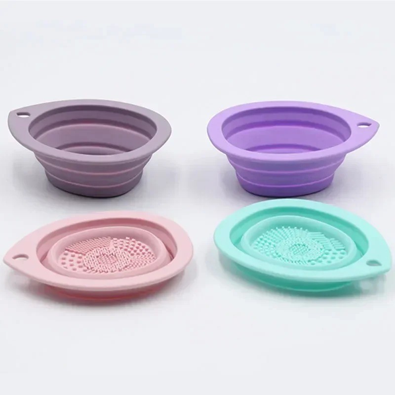 Silicone Makeup Brush Cleaner Foldable Cosmetic Washing Bowl Powder Puff Scrubbe