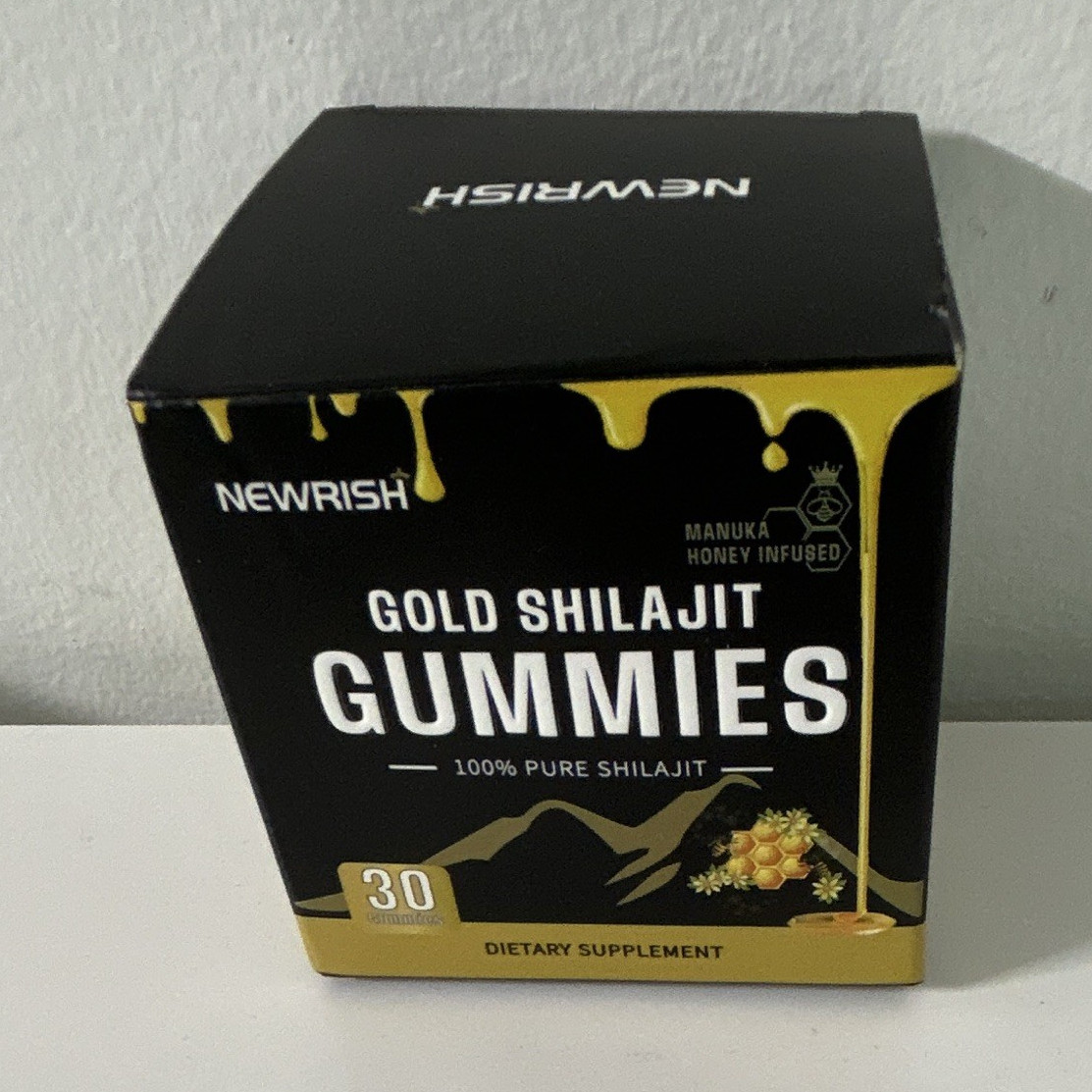 NEWRISH Gold Shilajit Gummies w/ Organic Manuka Honey, 30 Count Supplement