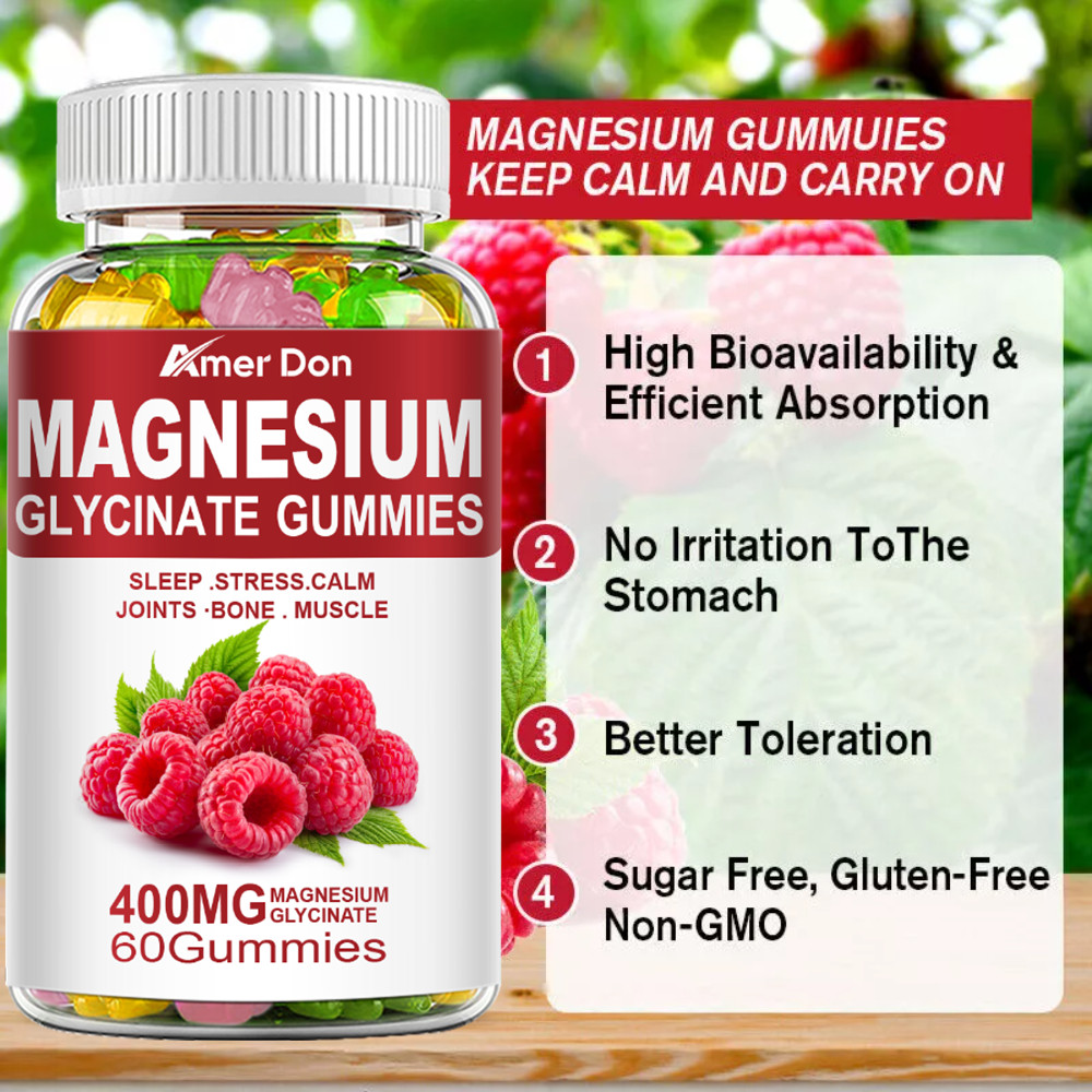 Magnesium Glycinate Gummies – Magnesium Supplements – Highest Potency 60 Gummies