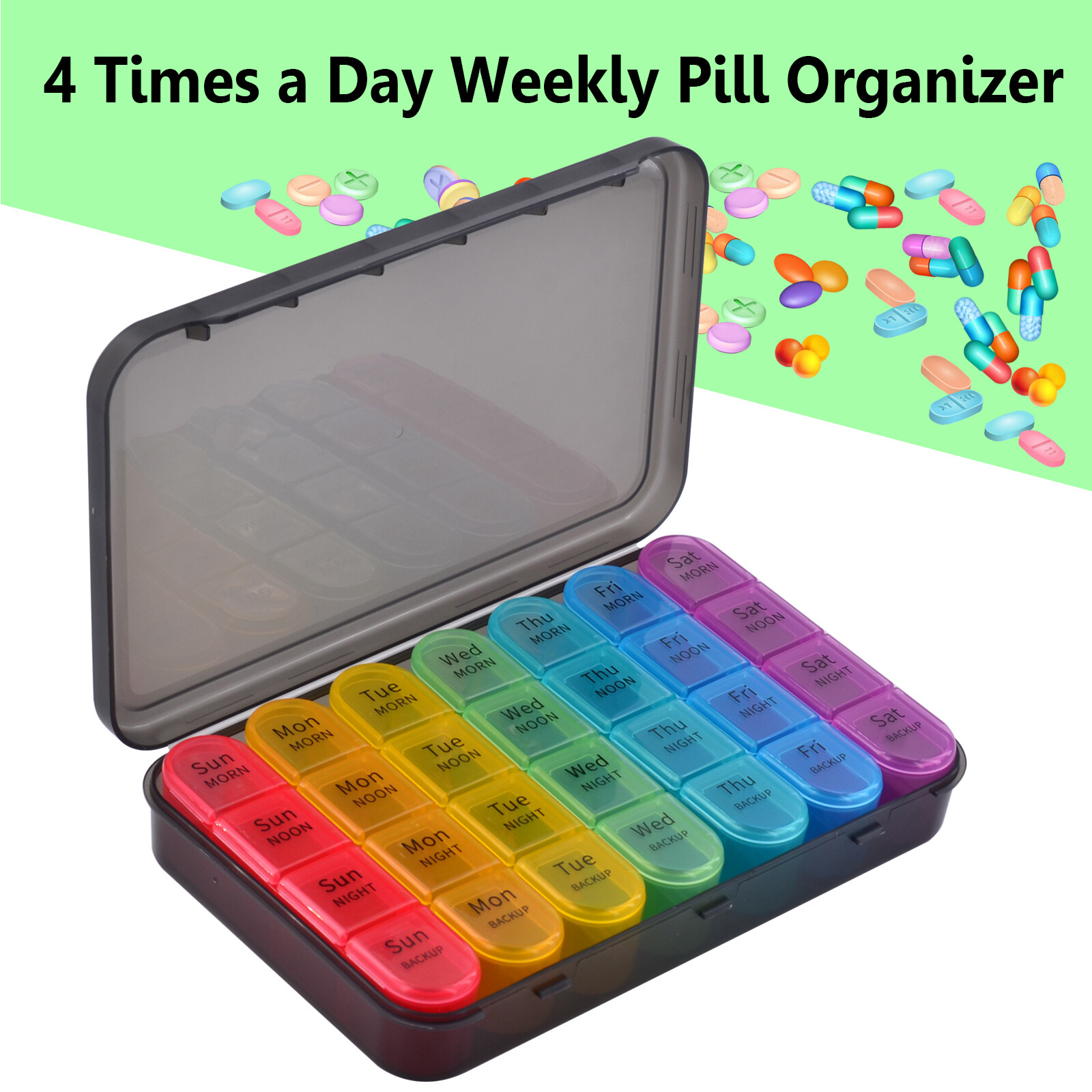 1x Weekly Pill Box Organizer 4 Times a Day 7 day Organizer Case Medicine Storage