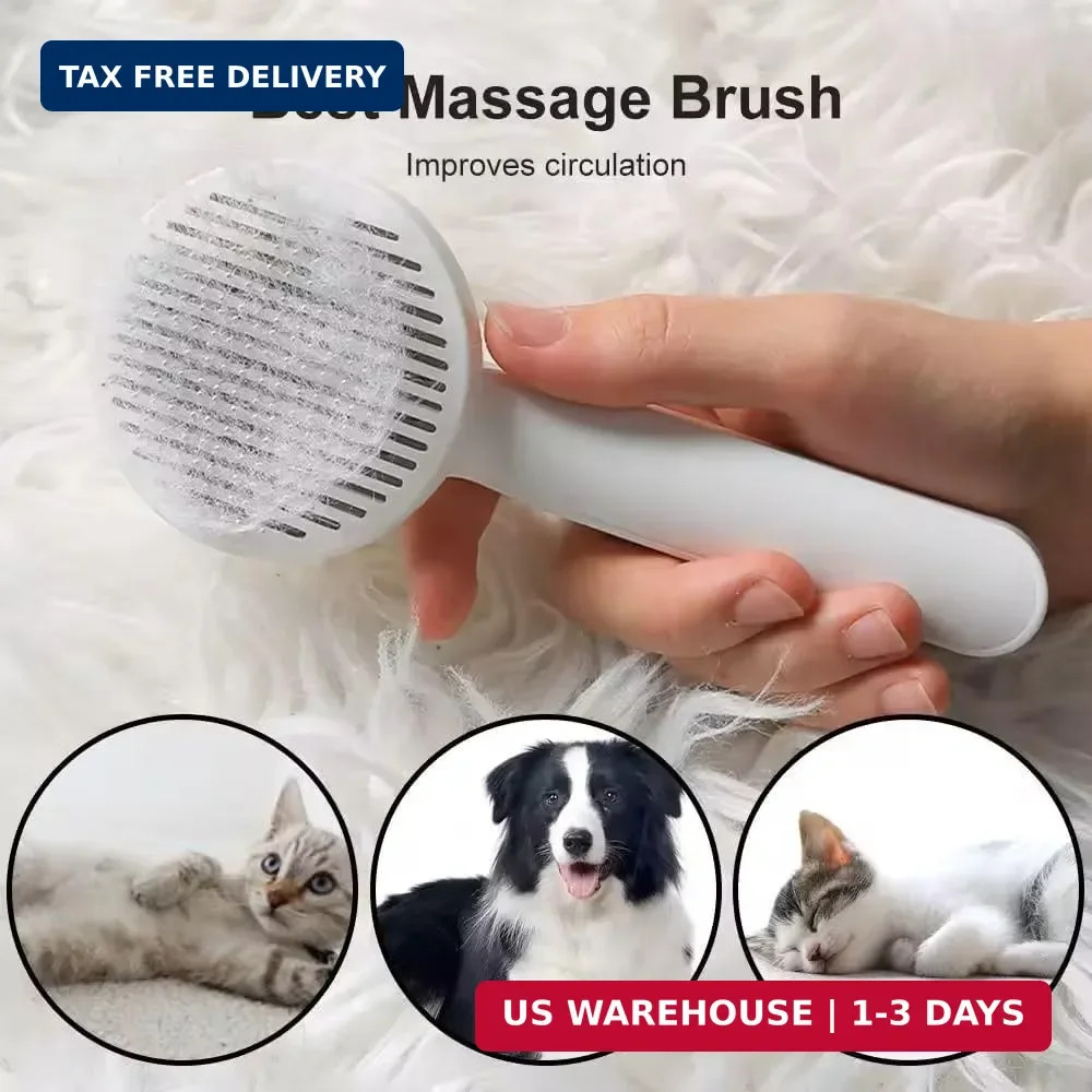 Self-Cleaning Slicker Brush, Dog Cat Bunny Pet Grooming Shedding Brush, Easy to