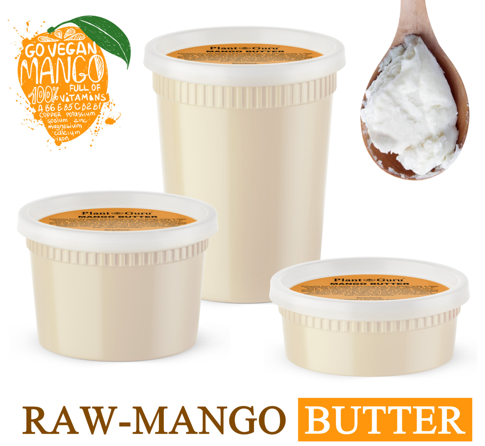 Mango Butter Raw 8 oz. 100% Pure Unrefined Organic Natural For Skin, Body, Hair