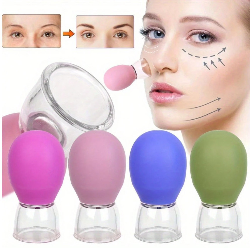 Face Silicone Cupping Therapy Set – 8pc Professional Vacuum Suction Massage Cups