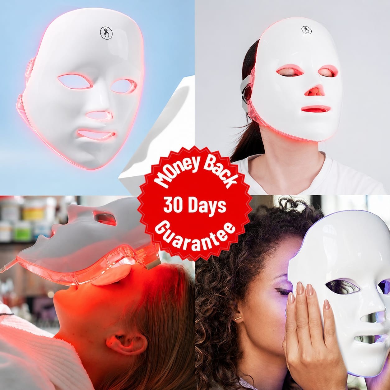 LED Face Mask 7 Color Light Therapy Red Blue Facial Skin Care Beauty Spa At Home
