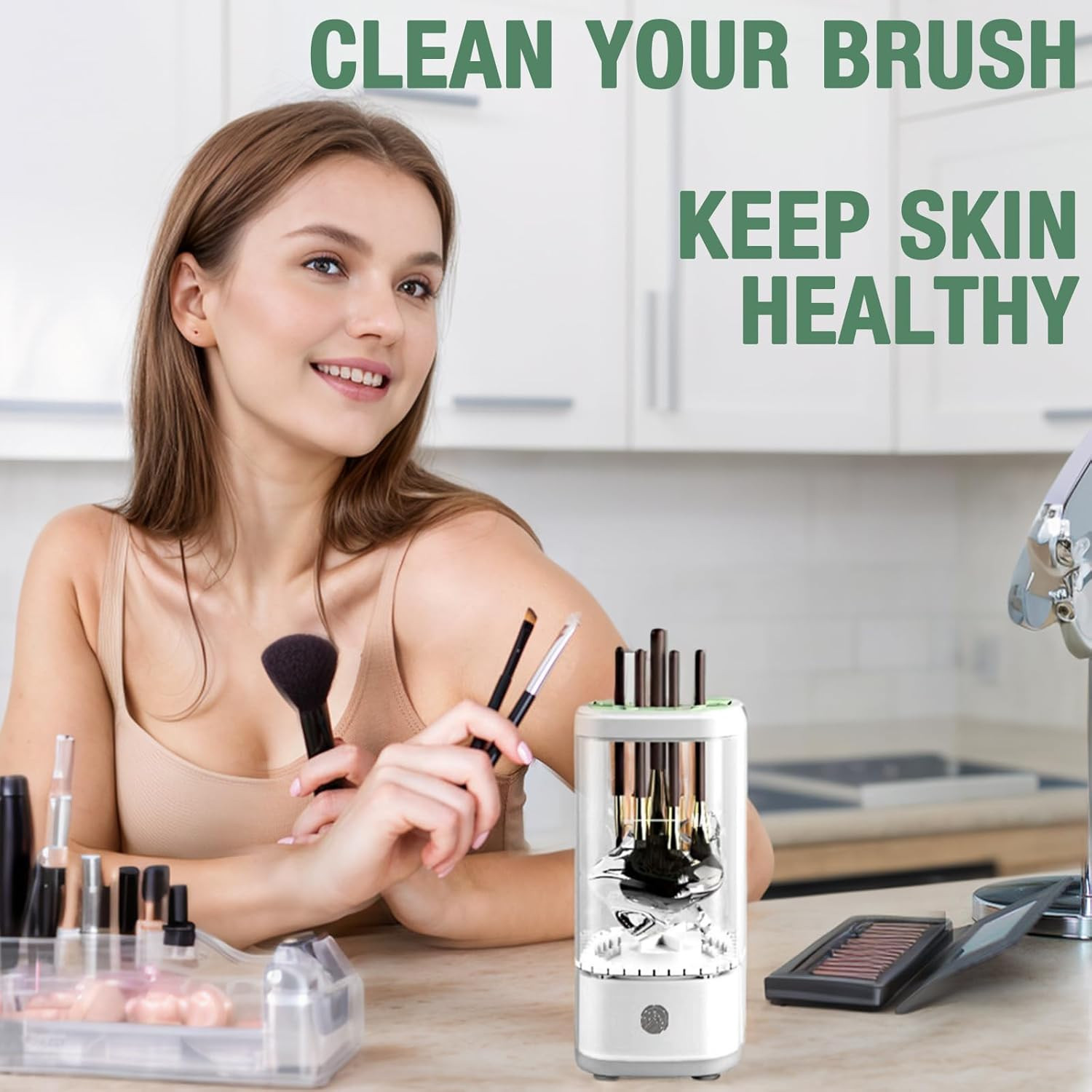 Electric Makeup Brush Cleaner Machine, Upgrade Cosmetic Brush Cleaner,Automatic