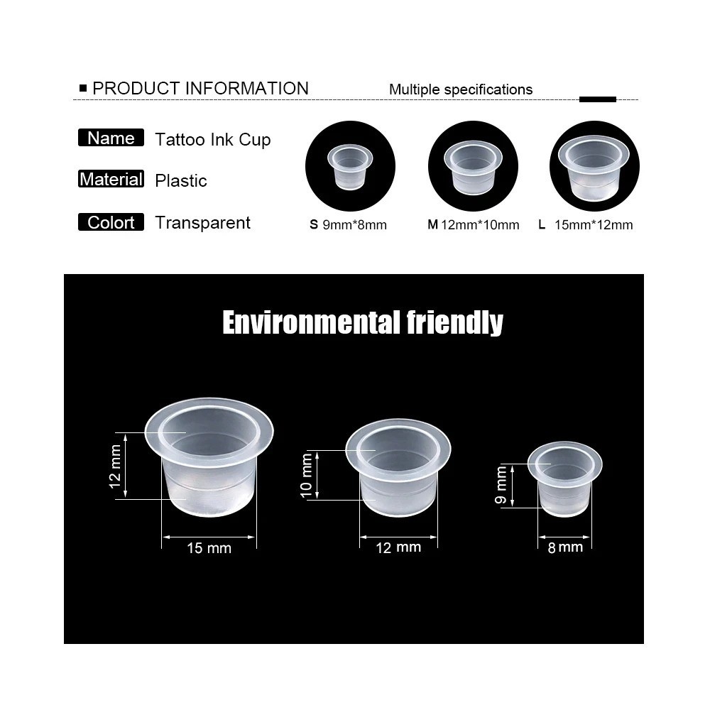 Disposable Microblading Tattoo Ink Cups S/M/L Plastic Permanent Makeup