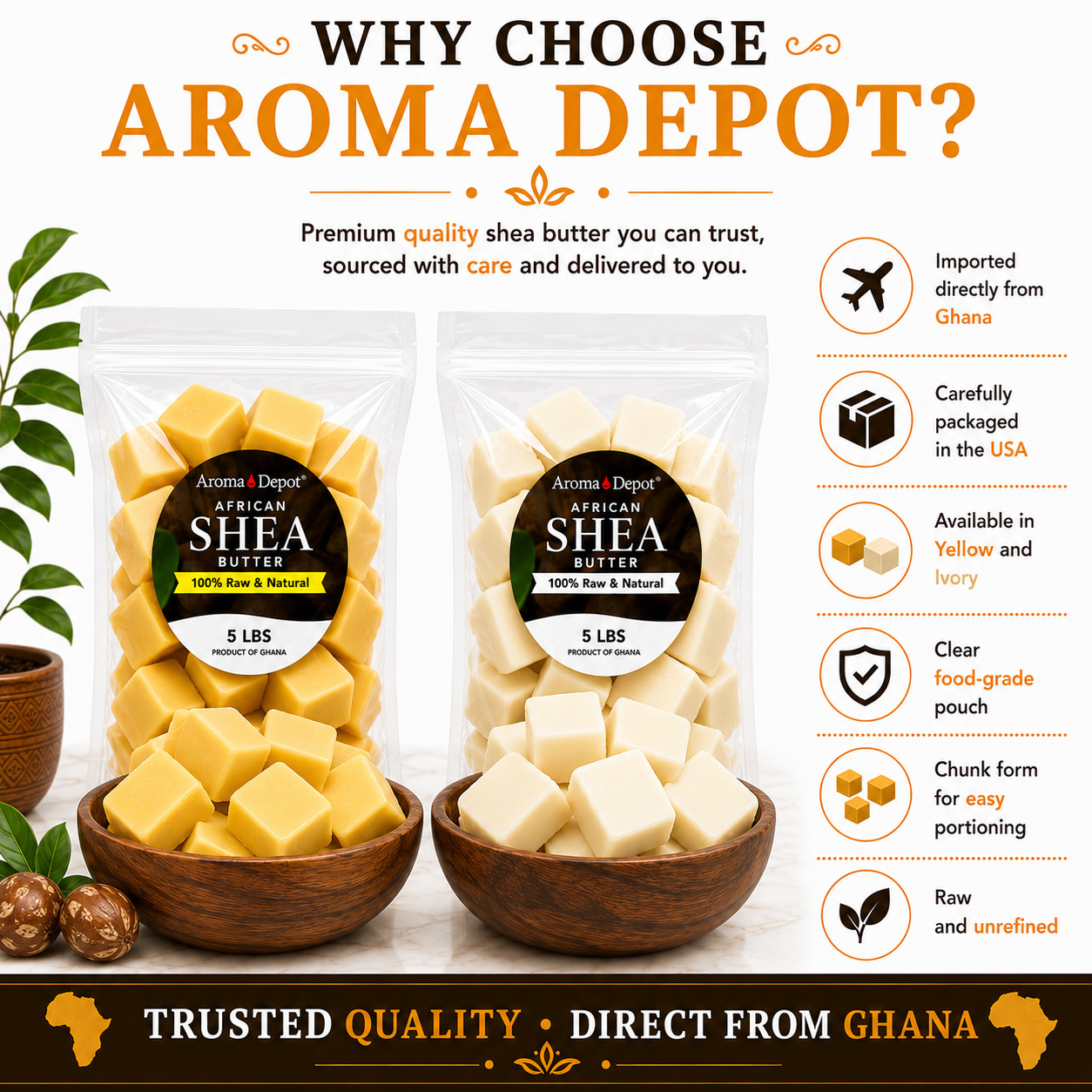 Raw African Shea Butter Yellow Wholesale 100% Pure Natural Organic Unrefined Lot