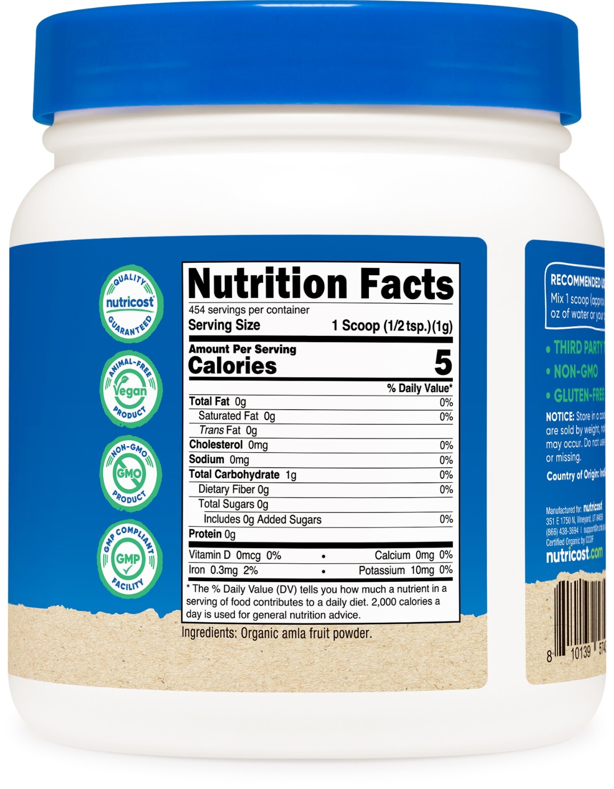 Nutricost Organic Amla Powder 1 Pound (Unflavored) 1 G per serving