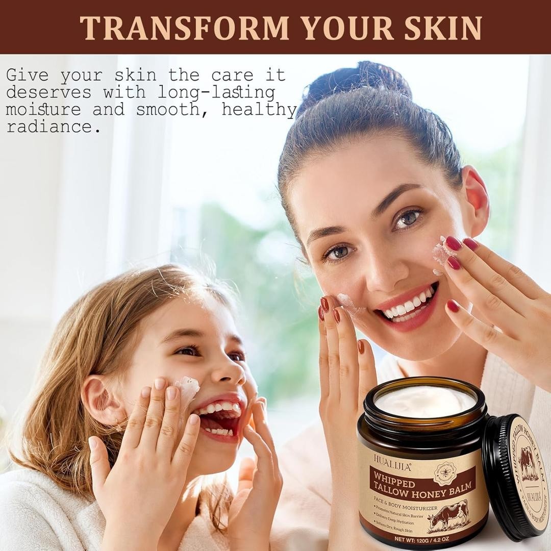 Organic Beef Tallow for Skin, Tallow and Honey Balm (4.2 Oz), Tallow Face Moistu