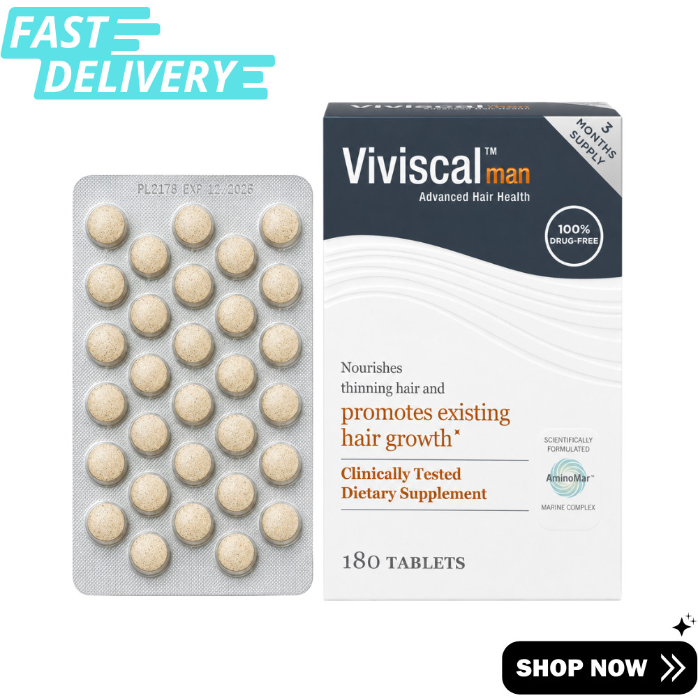 Viviscal Man Hair Vitamins 180 Count Hair Health Supplement EXP 2028