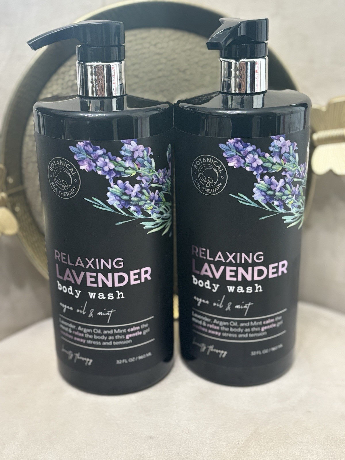 Botanical Spa Therapy Relaxing Lavender Body Wash Argan Oil Mint 32 oz 2 Pack