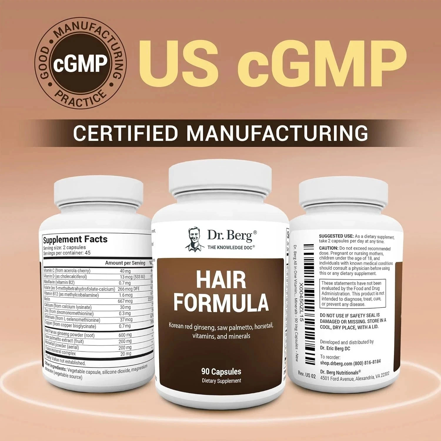 Dr. Berg All-in-One Vitamins for Hair, Skin, & Nails – Advanced Formula 90 Cap.