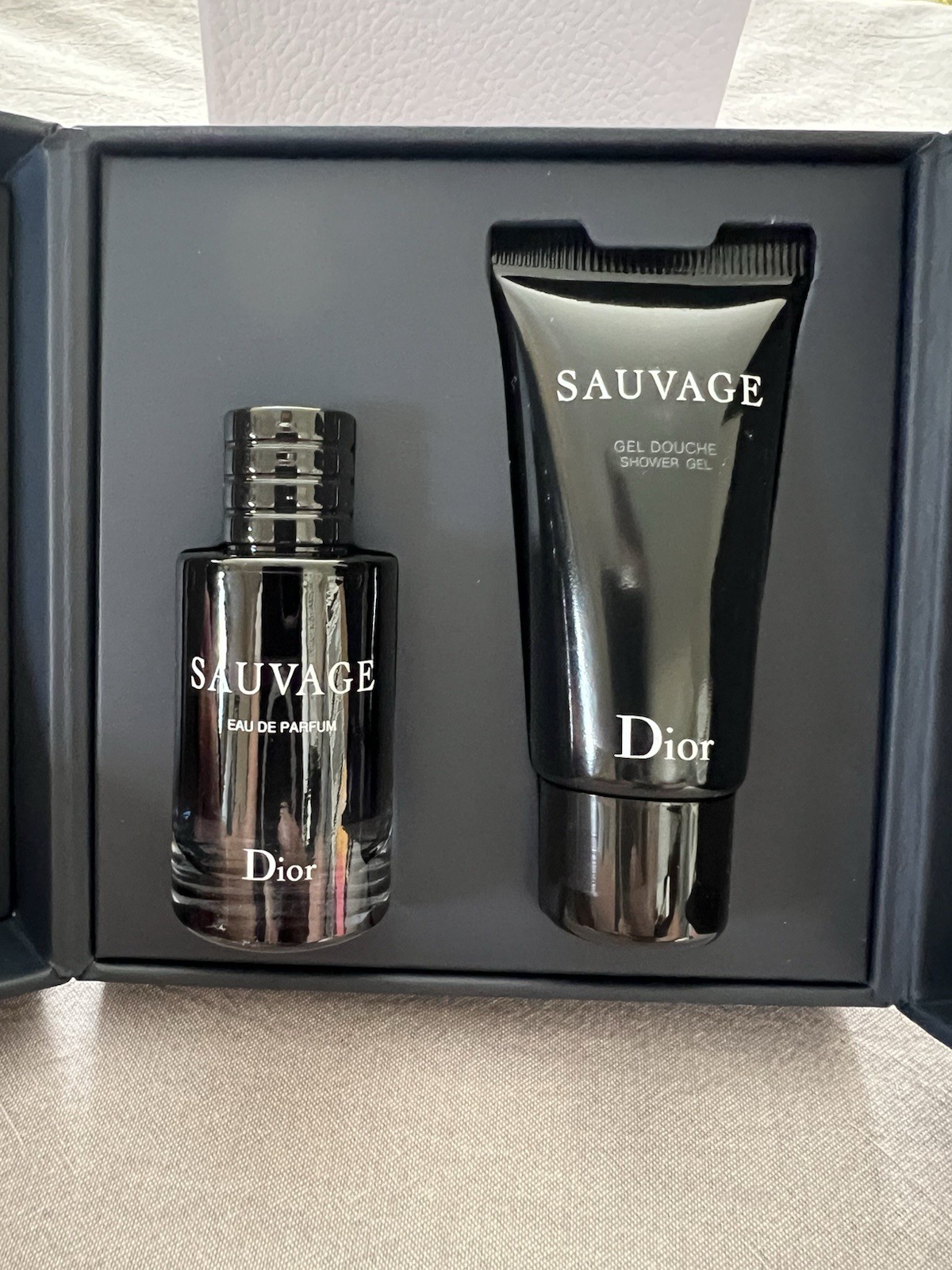 DIOR Sauvage Men EDP 0.34oz/10ml & Shower Gel 0.67 oz Travel Set NIB/ Pouch GBag
