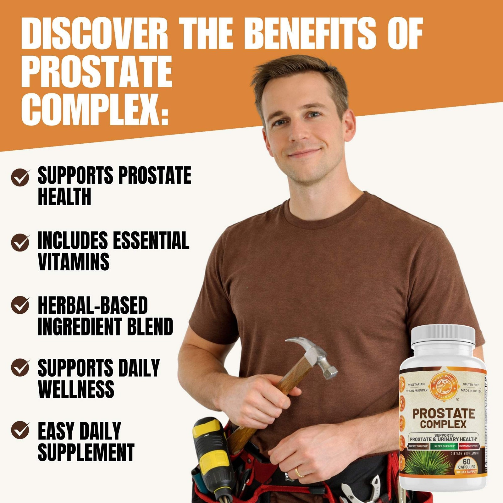 Advanced Prostate Complex. Prostate Support for Mens Urinary Health. USA Made.