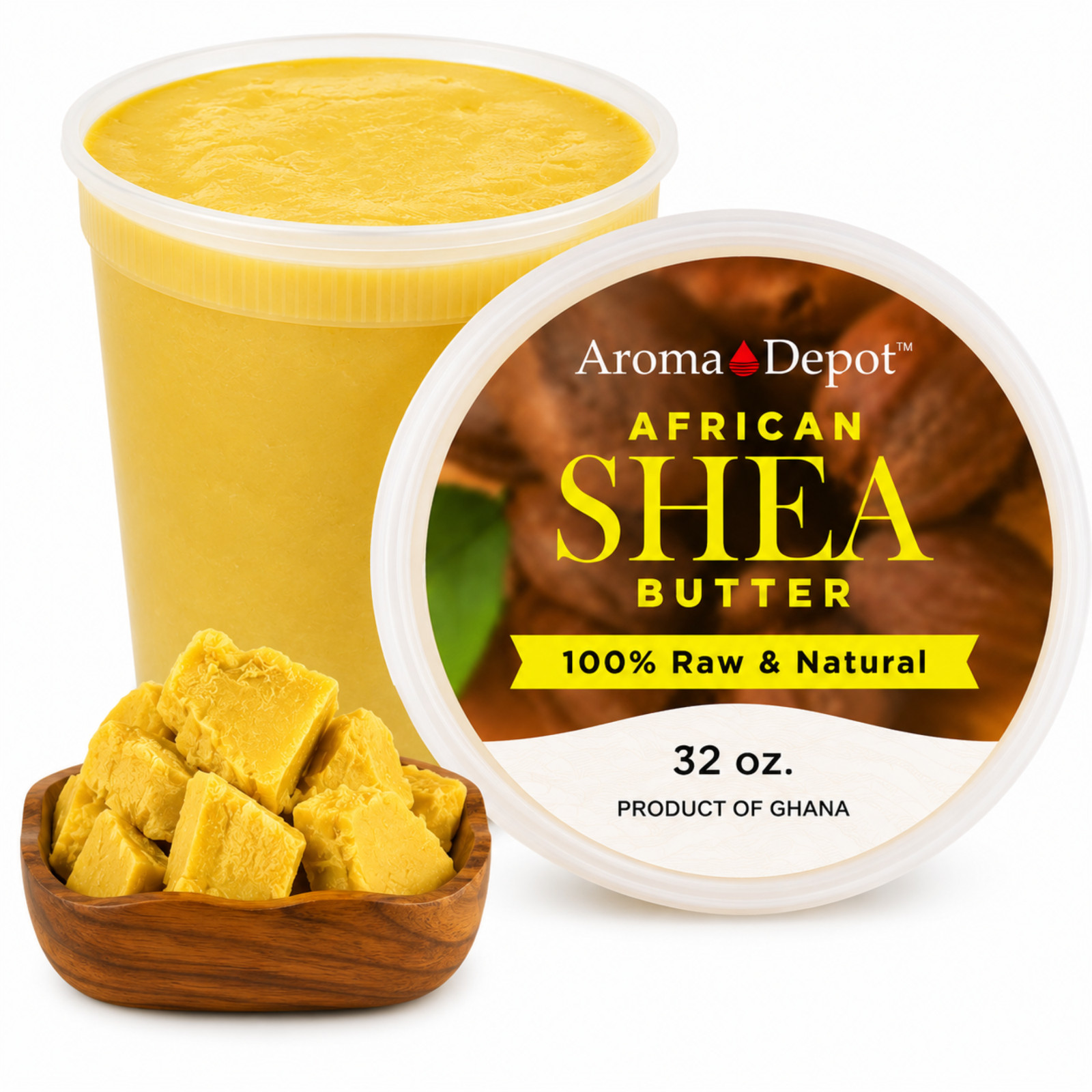 African Shea Butter 32 oz. / 2 lb Raw Yellow Shea Bulk Natural Organic Unrefined