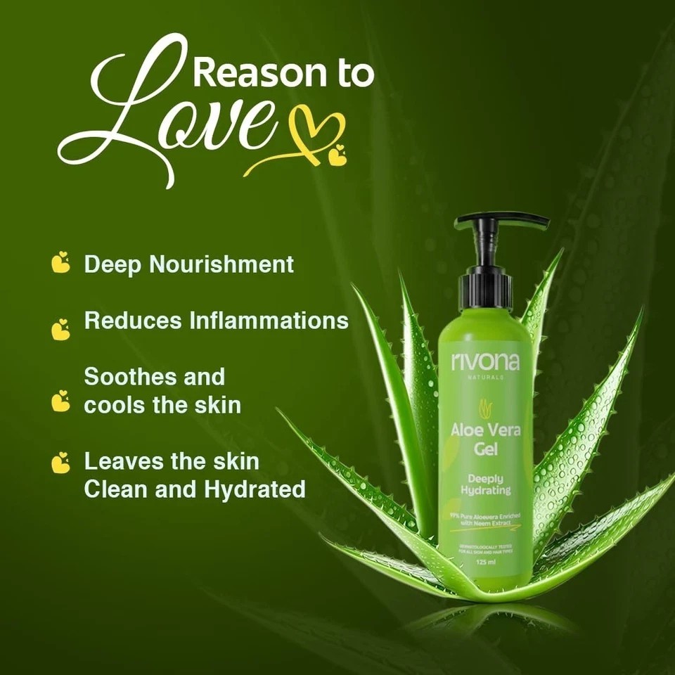 Rivona Naturals Aloe Vera Gel For Skin And Hair 125ml Each Set Of 2