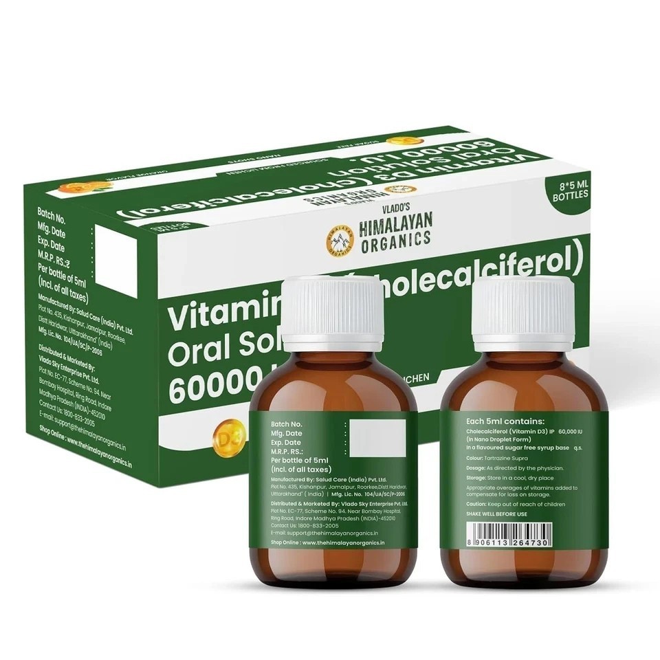 Vitamin D3 60000 IU Shots | Cholecalciferol Vitamin D3 60000 IU Supplement (8x)