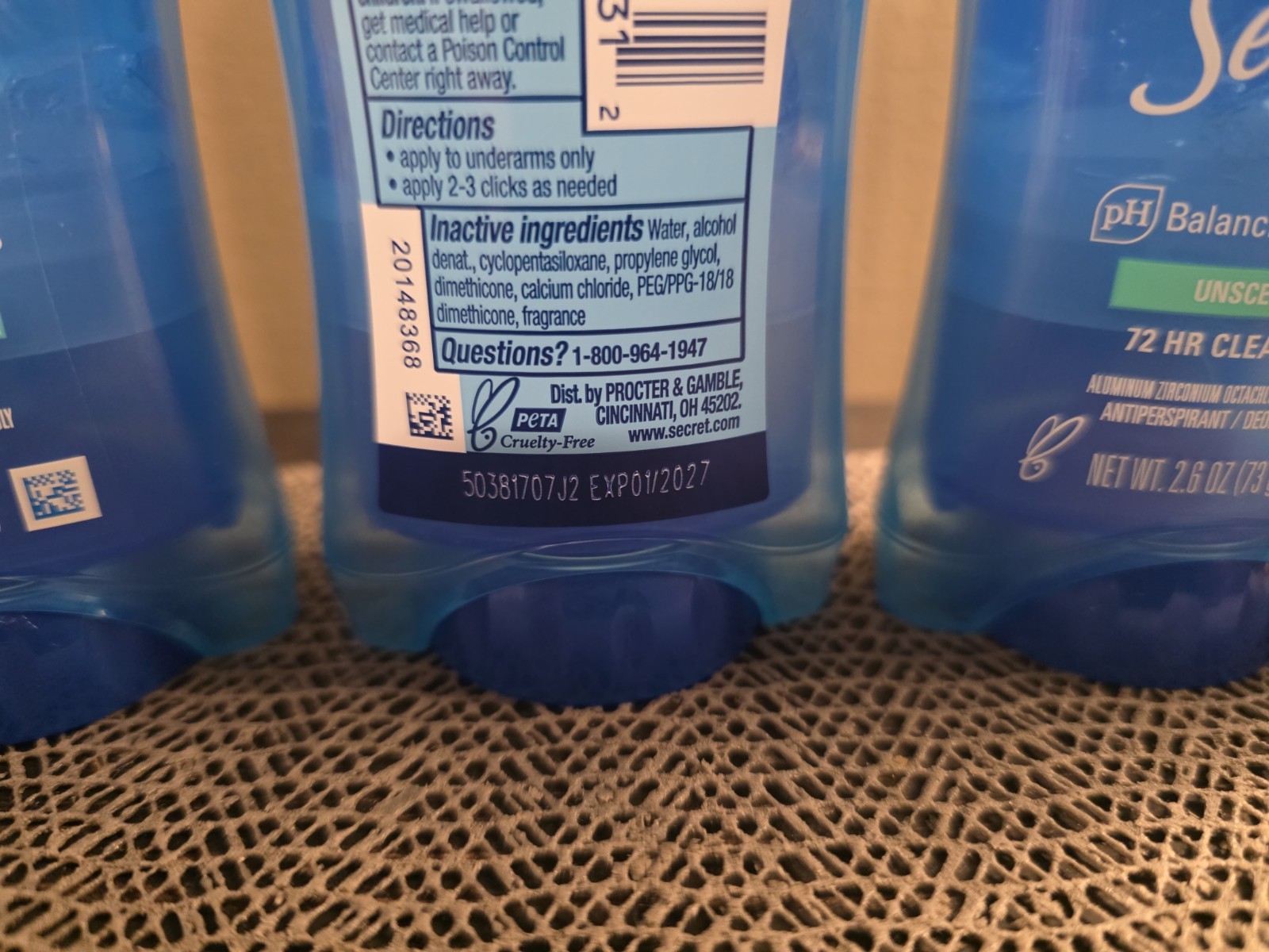 Secret Outlast Sweat & Odor Deodorant, 4 Pack, Unscented