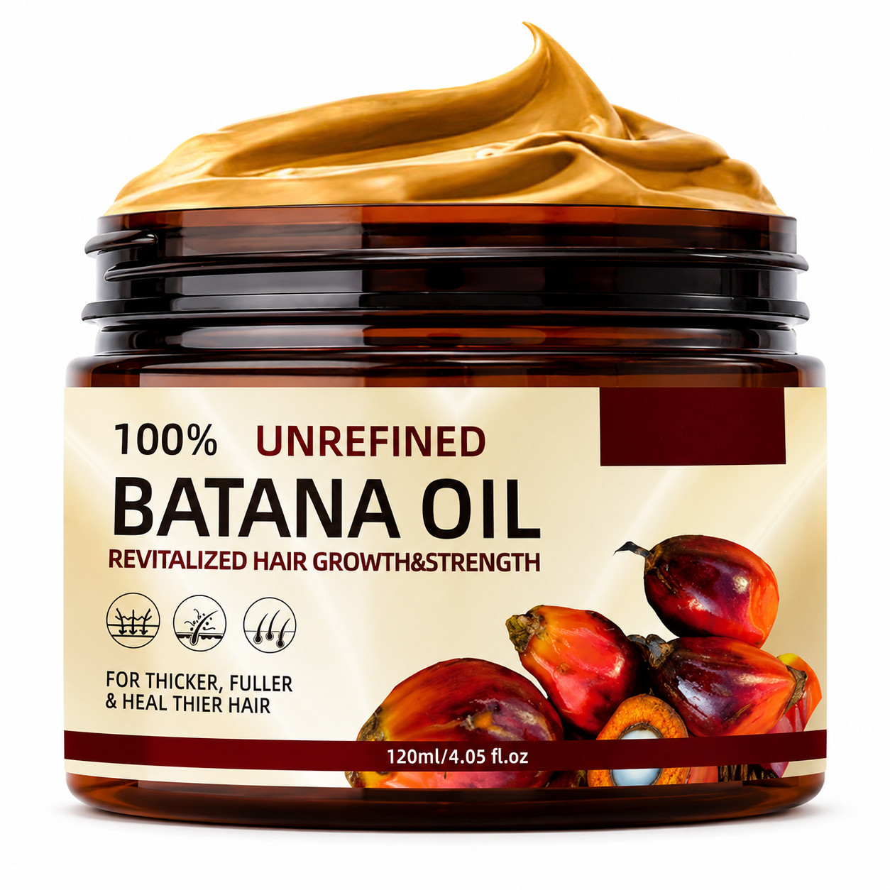 100% Batana Oil Hair Growth Treatment for Thicker Fuller Hair 120g