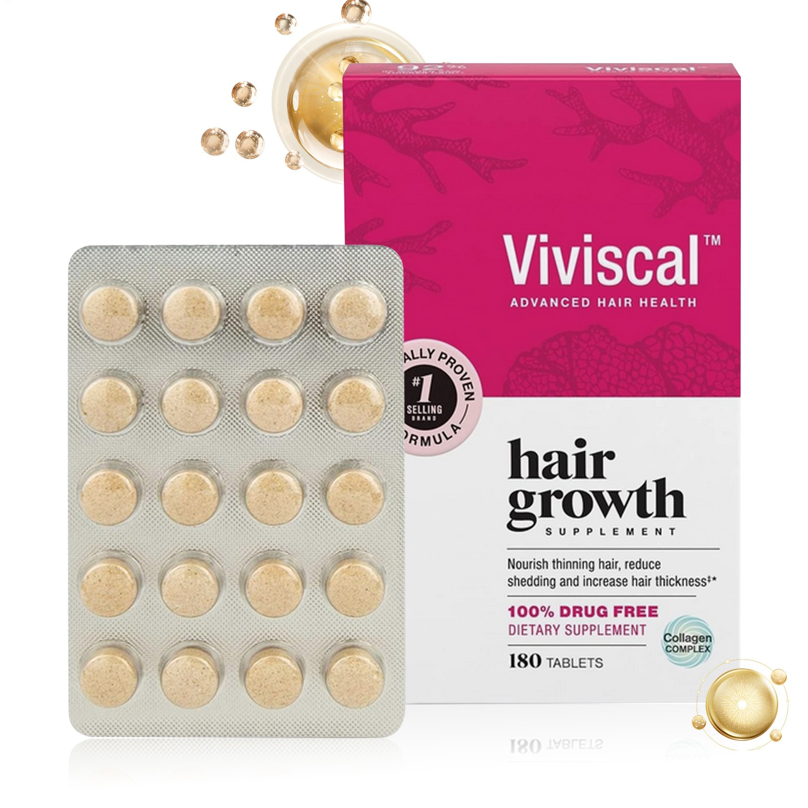 Hair Viviscal Collagen Dietary Supplement includes Growth Complex 180 Count Tabl