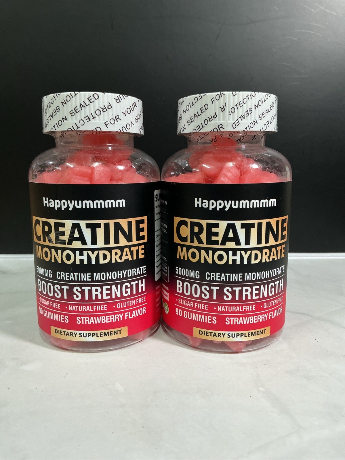 Creatine Monohydrate Gummies (2 PACK) 90ct Strawberry 5000mg Per Serving