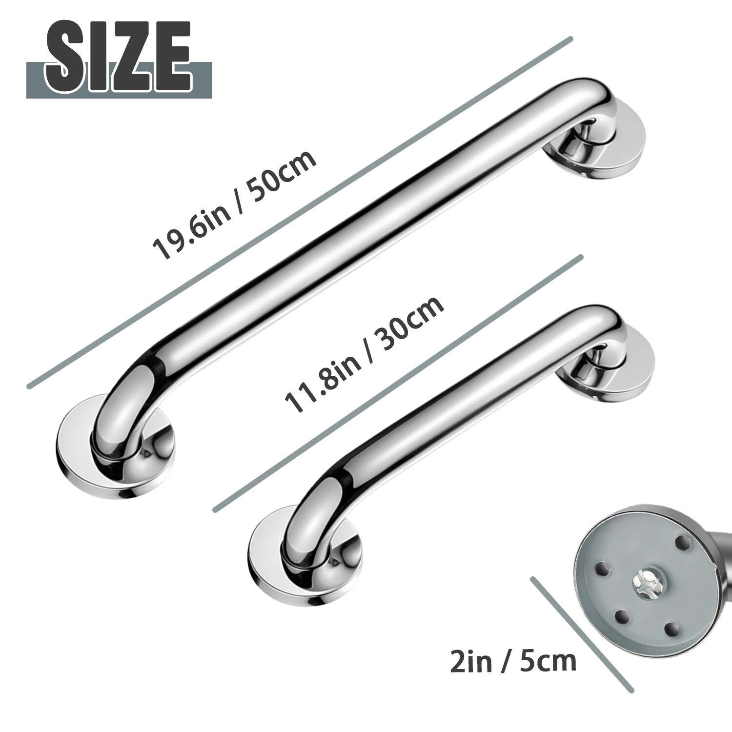 2PCS Stainless Steel Grab Bar Bathroom Safety Handicap Shower Tub Handle Support