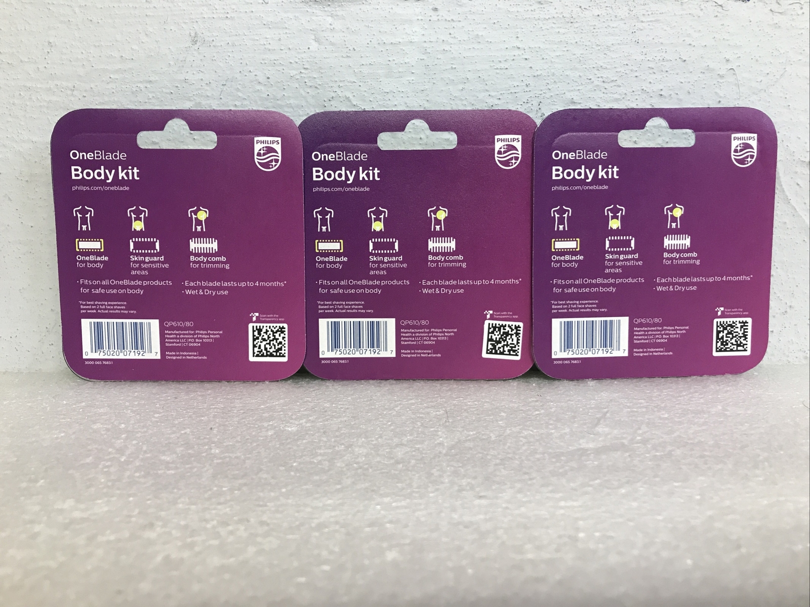 Philips Norelco QP610/80 OneBlade Replacement Blade & Body Kit Lot Of 3 New