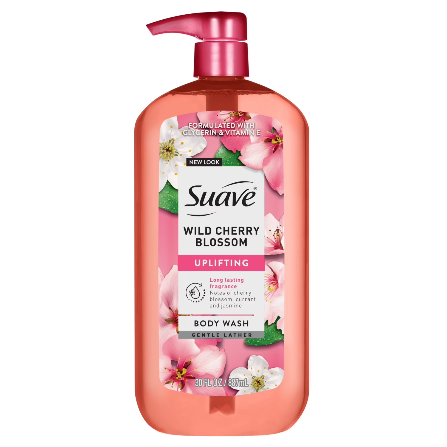 4 Pack Suave Moisturizing Body Wash Wild Cherry Blossom 30 Fl Oz