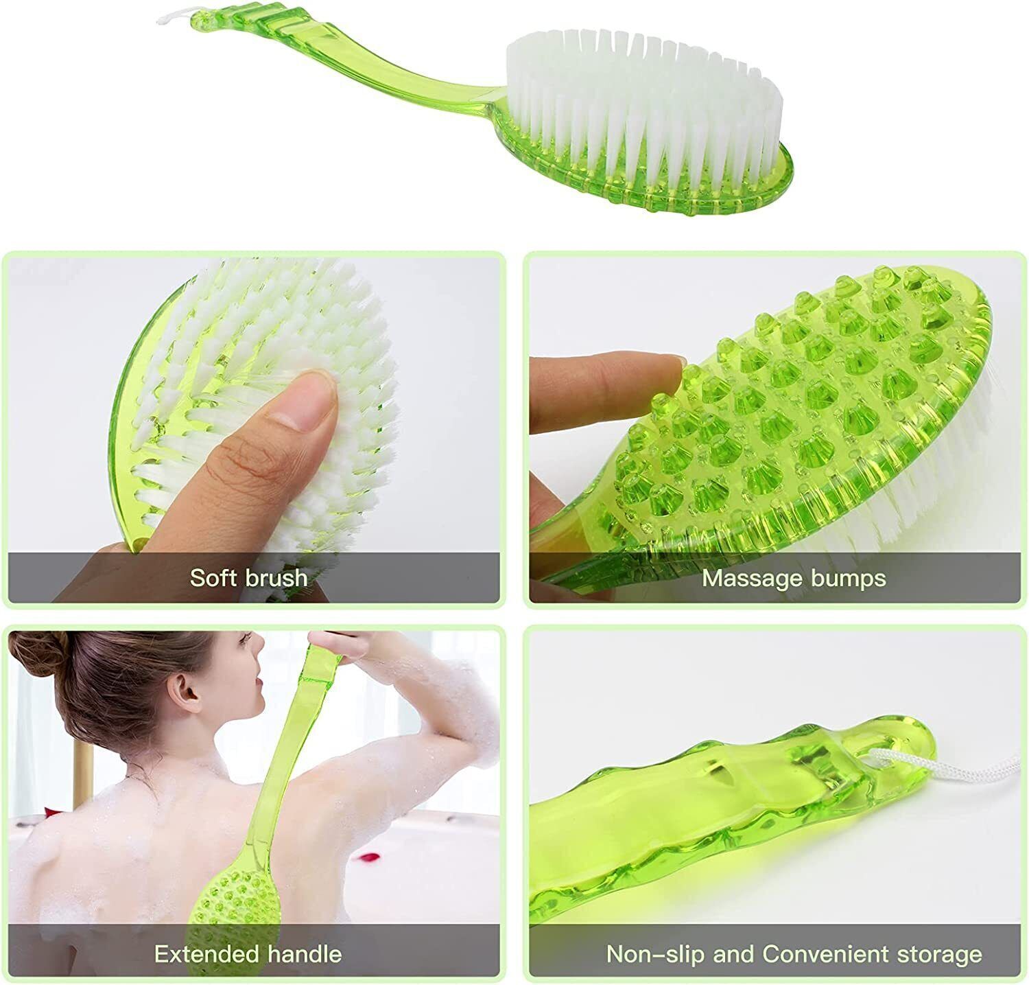 Long Handle Bath Body Brush Soft Back Shower Exfoliating Skin Scrubber Massager
