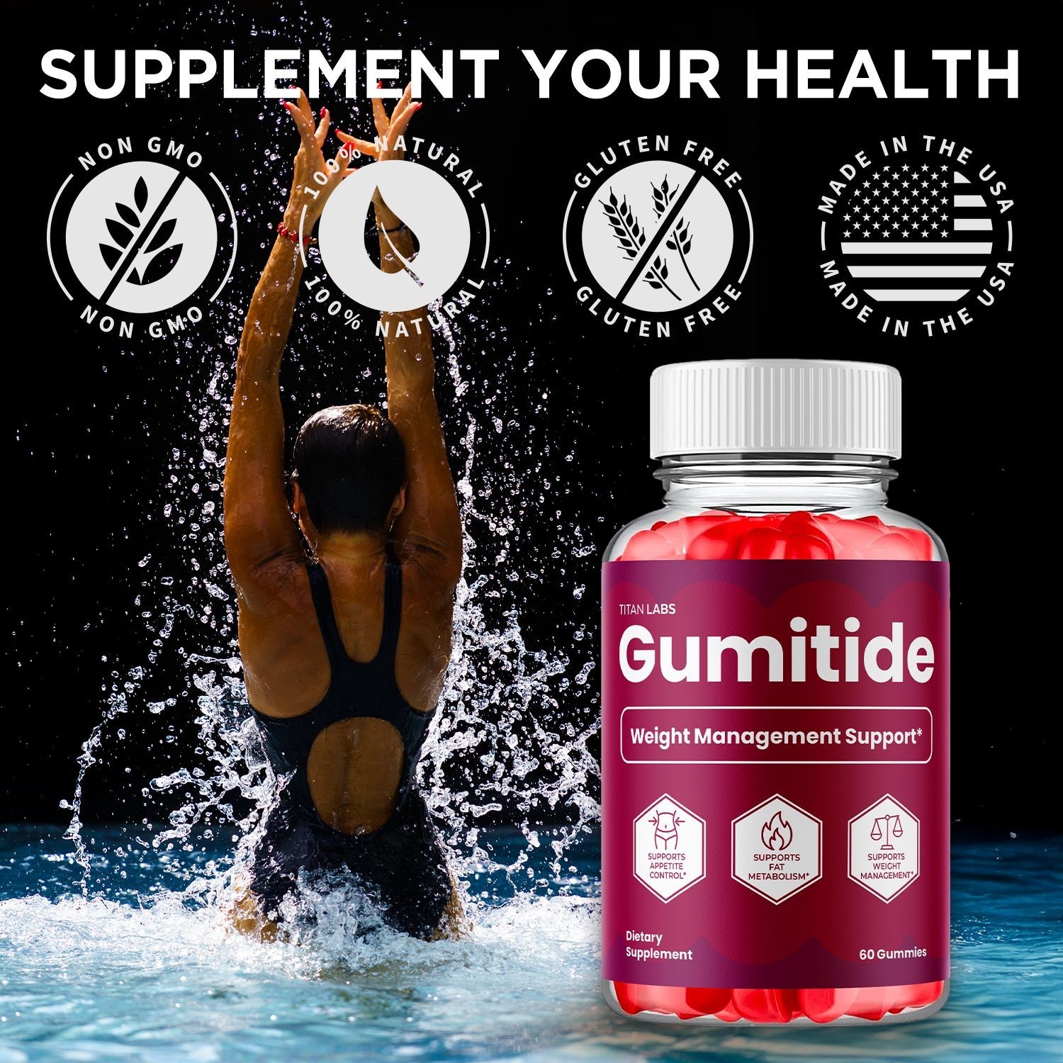 (1 Pack) Gumitide ACV Gummys 1000MG Advanced Gumi Tide Supplement 60 Gummies