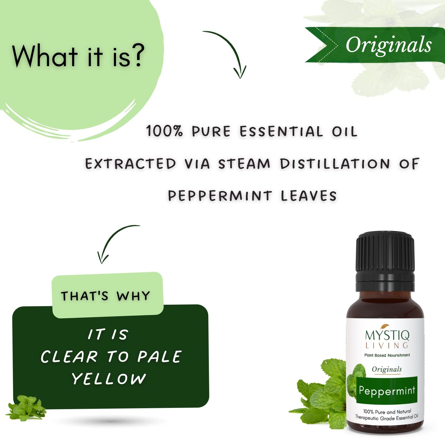 Mystiq Living Peppermint Essential Oil For Skin And Hair 15ml