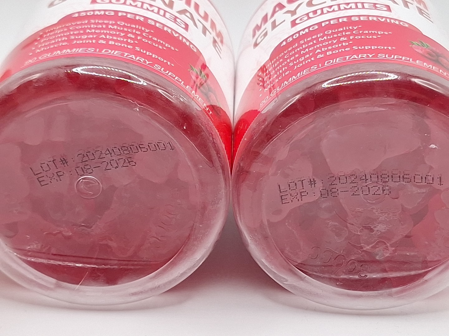 Lot of 2 Magnesium Glycinate gummies, 450mg per serving, 90 gummies each