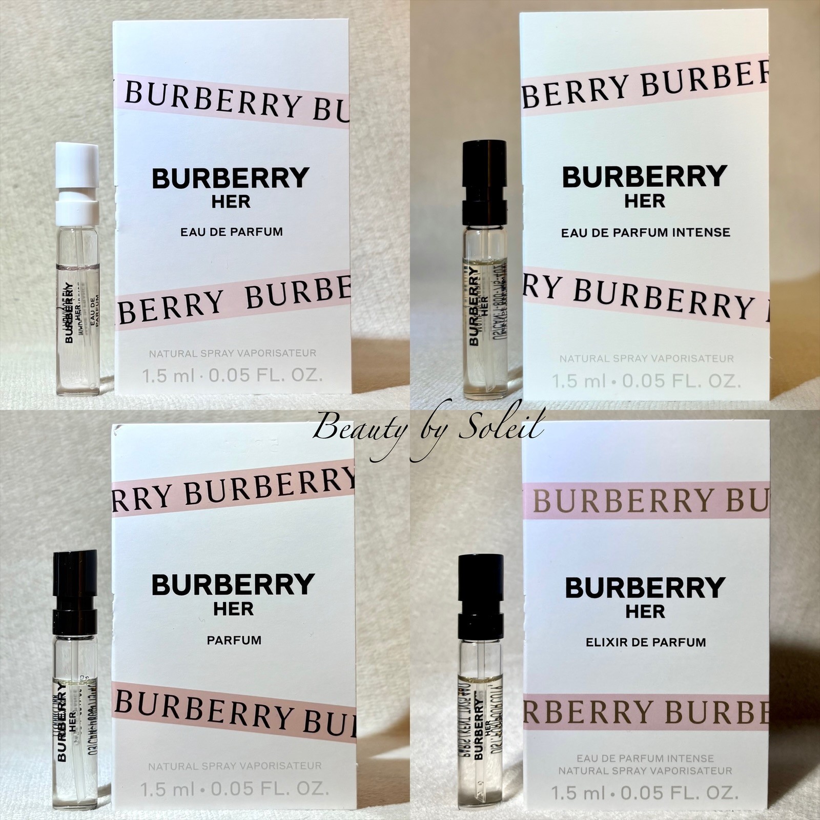 Burberry Her EDP + EDP Intense + Elixir de Parfum + PARFUM (2026) Sample Sprays