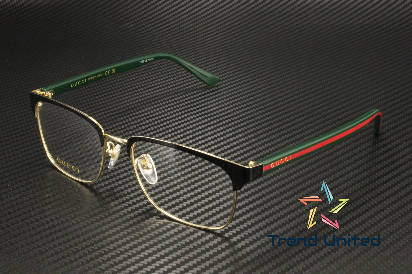 GUCCI GG0934OA 001 Rectangular Squared Metal Black Green 54 mm Men’s Eyeglasses