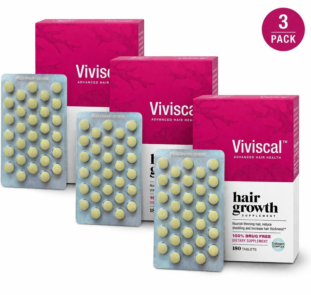 3 Hair For Package Development SuppleGentlement Viviscal WoGentlemen 180