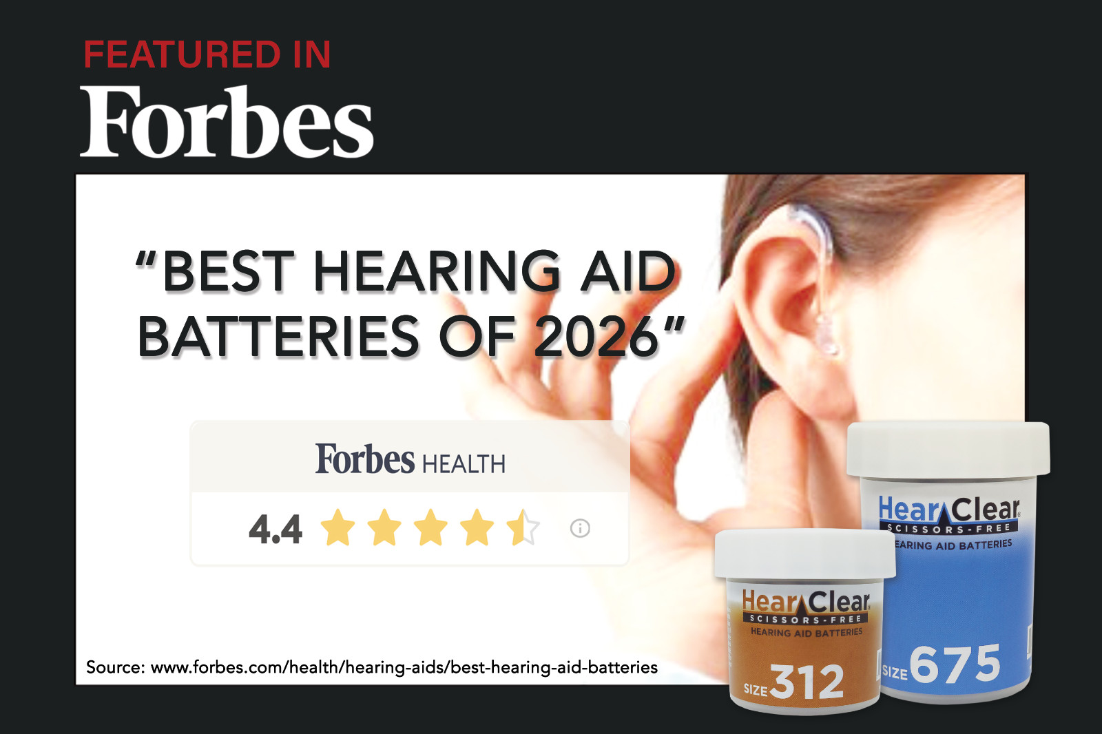 HearClear Size 312 PR41 Zinc Air 1.45V Hearing Aid Batteries (60 Pack)