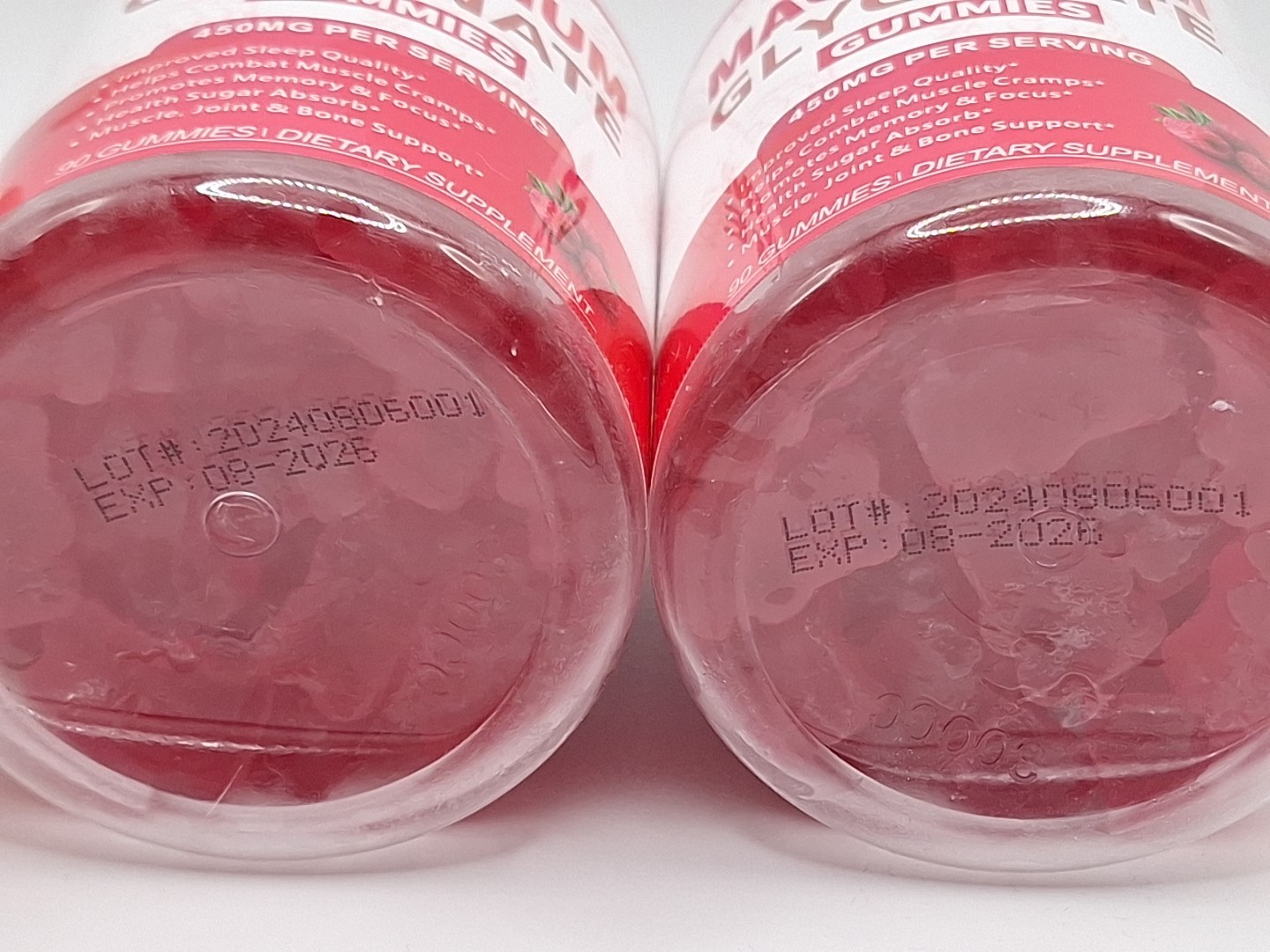 Lot of 2 Magnesium Glycinate gummies, 450mg per serving, 90 gummies each