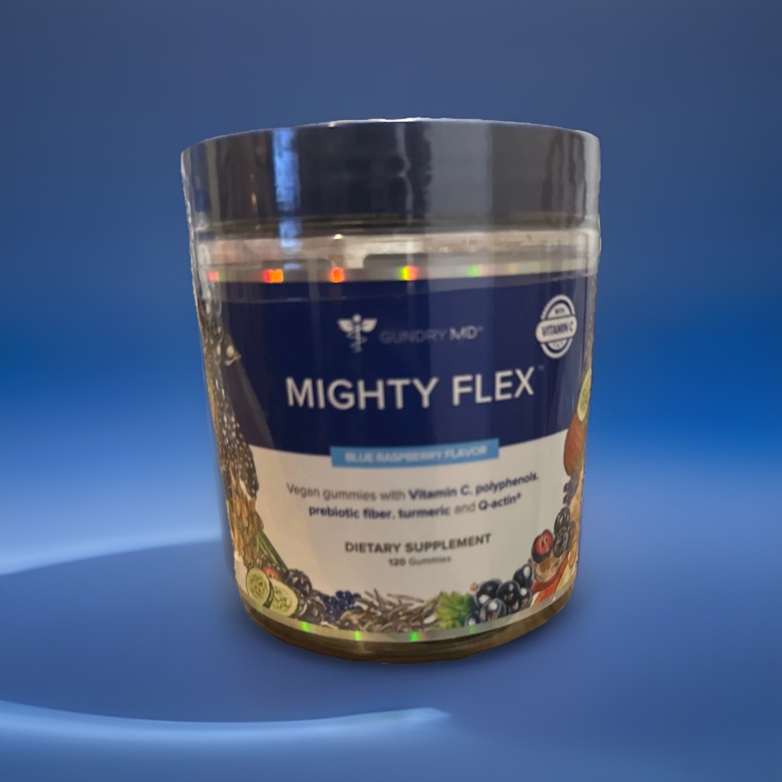 Authentic Gundry MD Mighty Flex Gummies 120 Count Blue Raspberry.