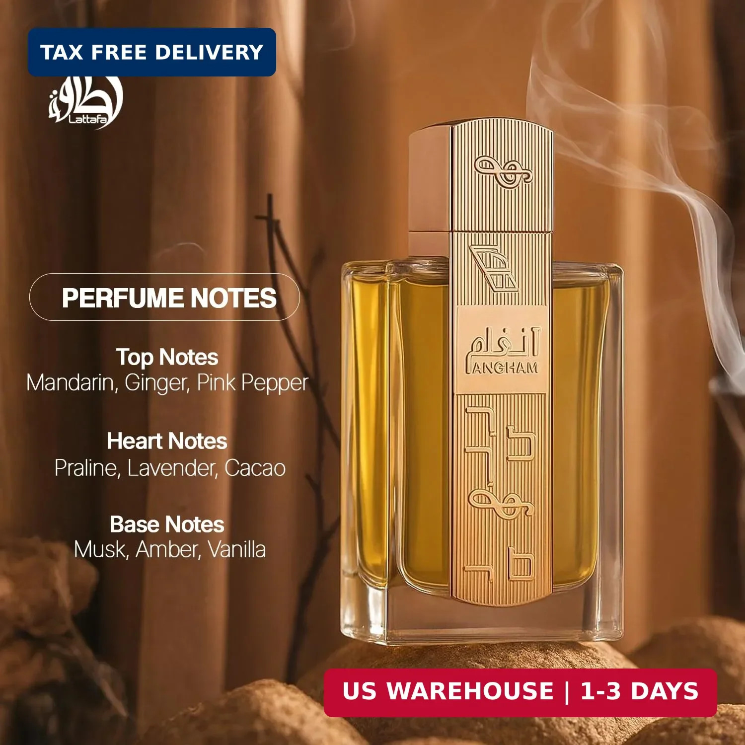 Lattafa Angham – Citrus, Lavender, Musk, Amber, Vanilla – Eau de Parfum Long-Las