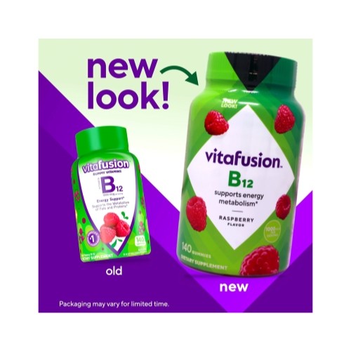 2 Pack Vitafusion B-12 1000 mcg Per Serving Gummy Vitamins Raspberry 140 Count