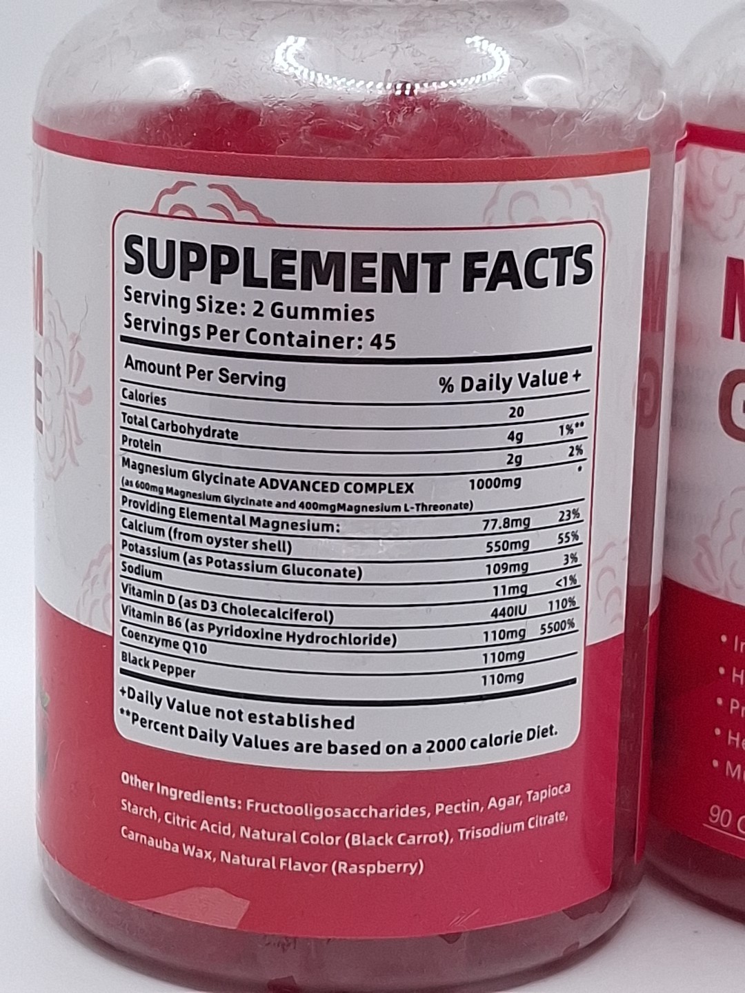 Lot of 2 Magnesium Glycinate gummies, 450mg per serving, 90 gummies each