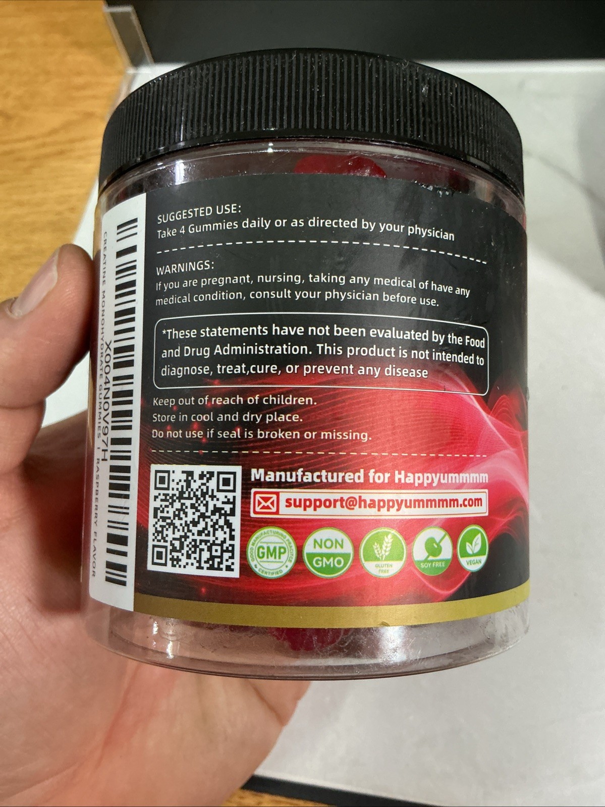 Creatine Monohydrate Gummies (2 PACK) 120ct Raspberry 5000mg Per Serving