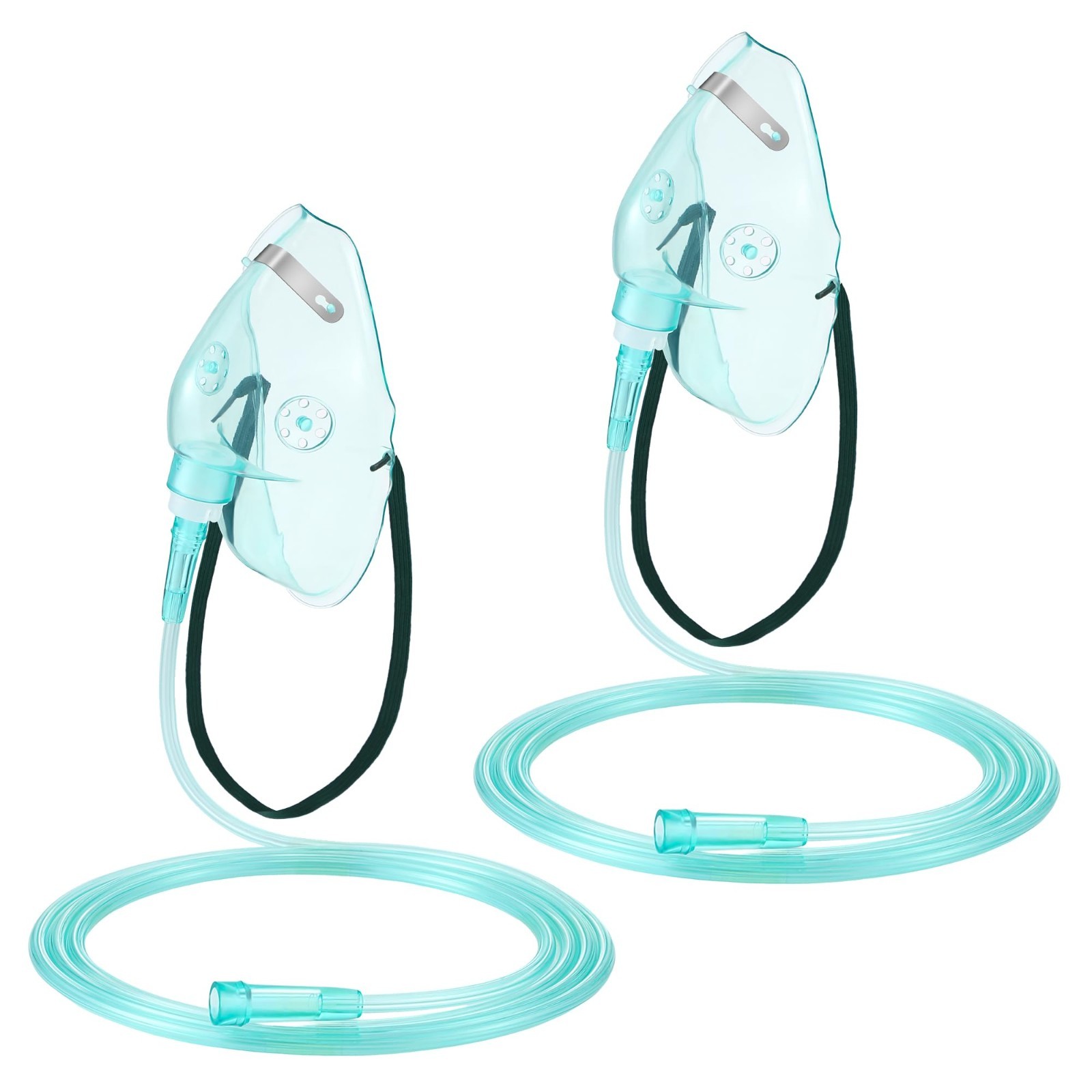 2PCS L Oxygen Mask with 6.6 Ft Tubing and Adjustable Elastic Strap, Adult Oxyge