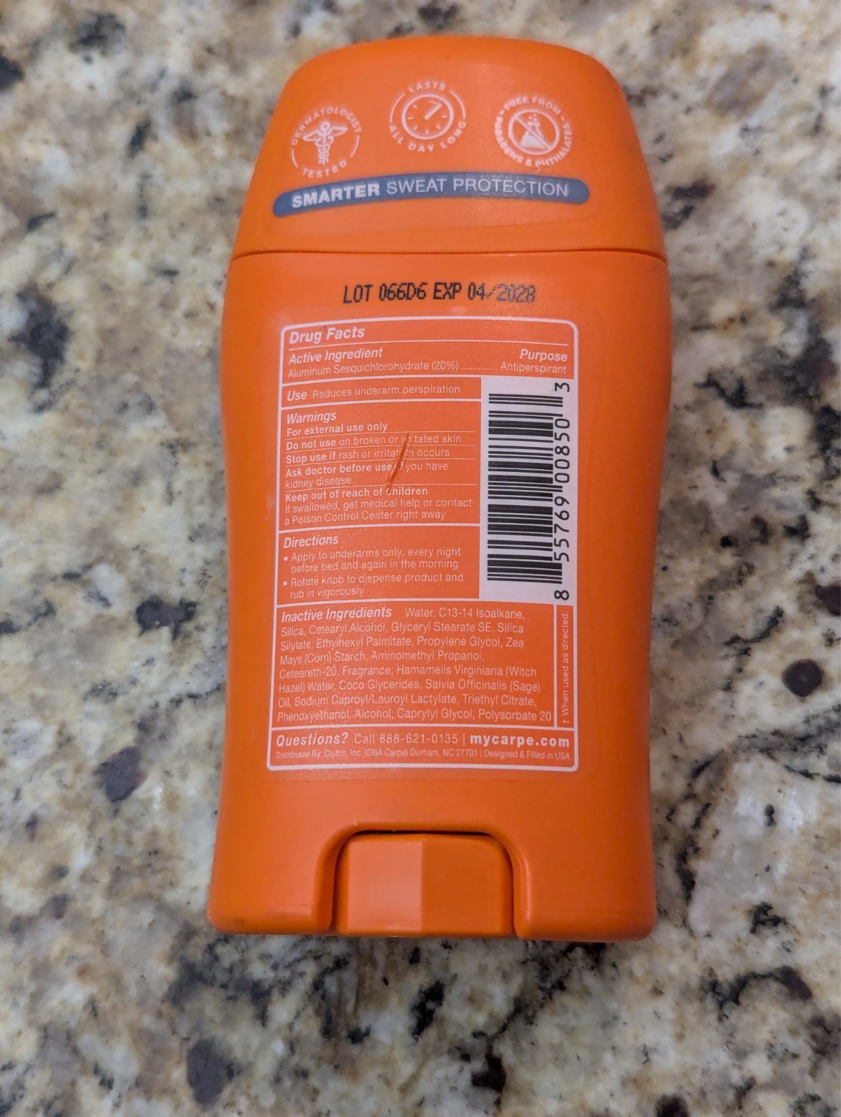 Carpe Antiperspirant Underarm Deodorant Mountain Breeze 1.76 oz exp: 04/28