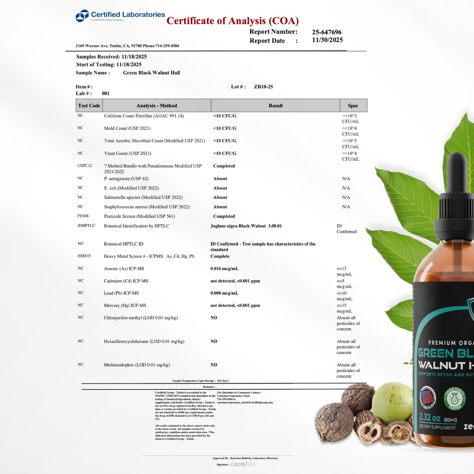Organic Green Black Walnut Hull Tincture – 2.32 Fl Oz (Pack of 1)