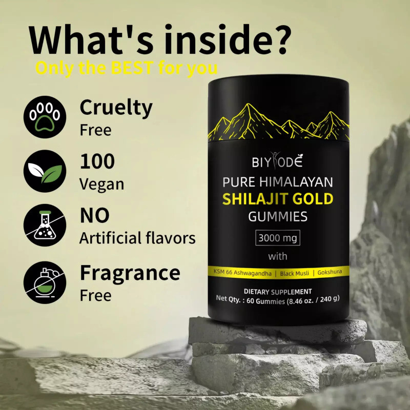 Himalayan Shilajit GOLD Gummies 3000 mg Fulvic Acid for Energy Boost Immune Men