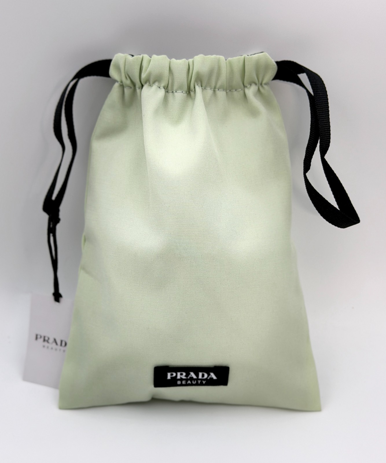 Prada Beauty Reversible Drawstring Makeup Bag Pouch ~ Light Green / Black
