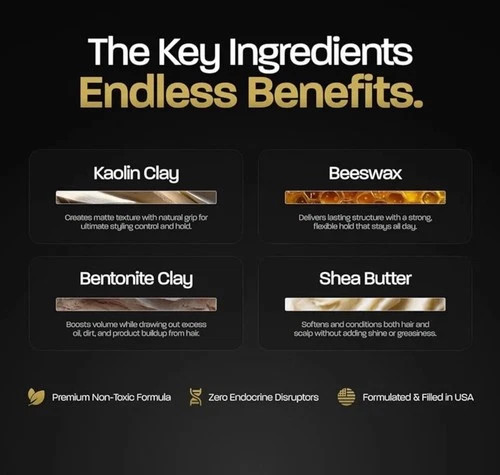 BASED Hair Clay for Men, Premium Hair Clay with Strong Hold, Texturizing Finish